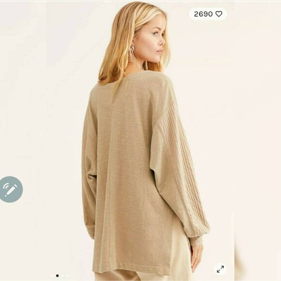 We the Free New orange Back at It oversized slouchy thermal henley size S - Picture 7 of 15